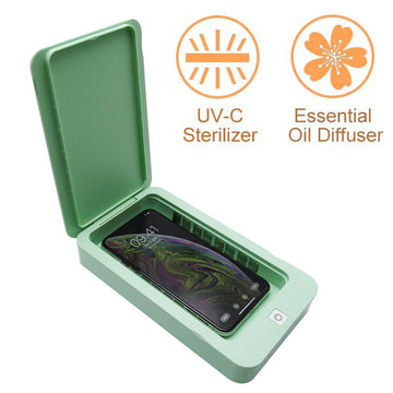 UVライトサニタイザー、ユニバーサル携帯電話殺菌装置、iOS Android携帯電話用アロマセラピー機能付き電話クリーナー